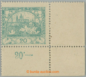 262581 -  Pof.8C, 20h blue-green, line perforation 13¾, LR corner pi