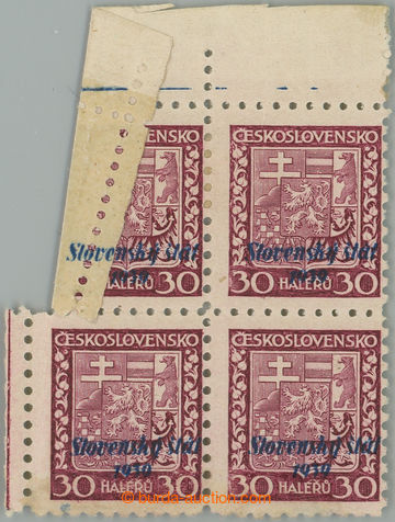 262598 - 1939 Sy.6 production flaw, Coat of arms 30h violet, UL corne