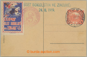 262653 - 1919 SOKOLSKÝ SLET VE ZNOJMĚ 24.VIII.1919 otisk příleži