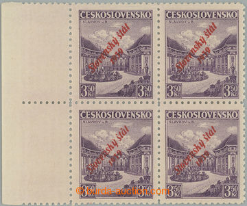 262676 - 1939 Sy.19a, Slavkov 3,50CZK with red overprint, L marginal 