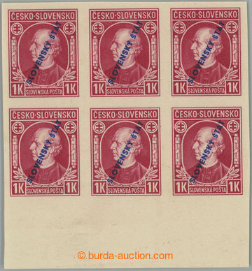 262679 - 1939 Sy.NZ24Na, Hlinka 1 Koruna red with overprint, imperfor