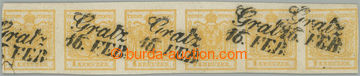 262692 - 1850 Ferch.1HIII, horiz. str-of-6 Coat of arms 1 Kr ochre ye