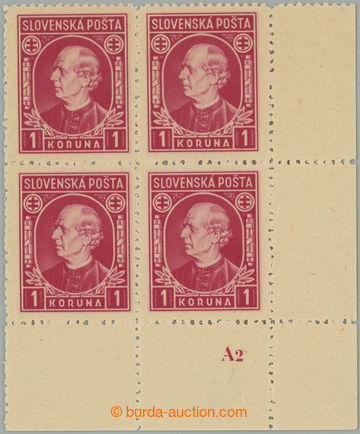 262750 - 1939 Sy.30xA, Hlinka 1Ks with plate mark close interspace A2