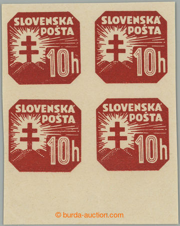 262756 - 1939 Sy.NV14x, Znak (I) 10h červená bez průsvitky, 4-blok