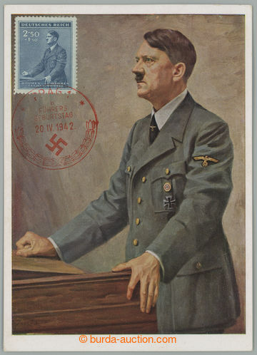 262791 - 1942 KARTE MAX / FDC drawn postcard A. Hitler. with mounted 