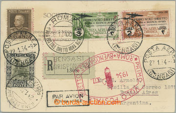 262803 - 1934 reg airmail postcard sent from Benghazi to Buenos Aires