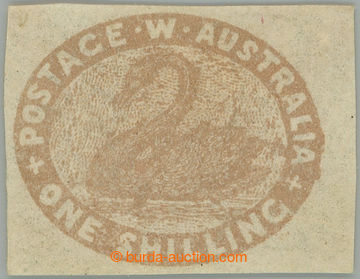 262822 - 1854-1855 SG.4c, Black Swan 1Sh pale brown; minor faults, ce