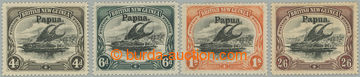 262933 - 1906 SG.17-20, Lakatoi 4P - 2Sh6P, local overprint PAPUA, ov