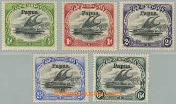 262934 - 1906 SG.21-24, 25, Lakatoi ½P-6P, local overprint PAPUA, ov