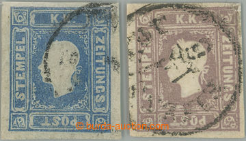 262940 - 1858 Ferch.16, 17, Franz Joseph I. 1,05 Kreuzer blau and bra