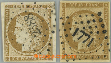 262950 - 1849 Mi.1a + 1b, Ceres 10C REPUB. FRANC., 2ks, 1x žlutohně