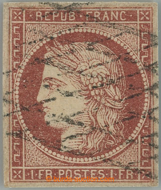 262956 - 1849 Mi.7b, Ceres 1Fr REPUB. FRANC. brown-carmine; G-F, c.v.