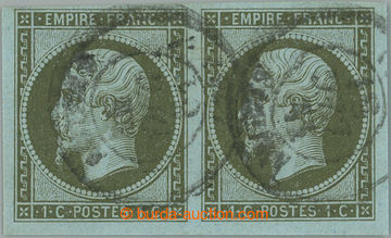262957 - 1853 Mi.10a, Napoleon III. EMPIRE FRANC 1c dark olive-green,