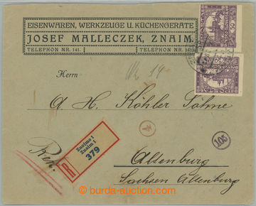 262960 - 1920 commercial Reg letter sent in III. postal rate to Germa