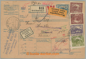 262963 - 1920 CPP11, whole international parcel card on/for valuable 