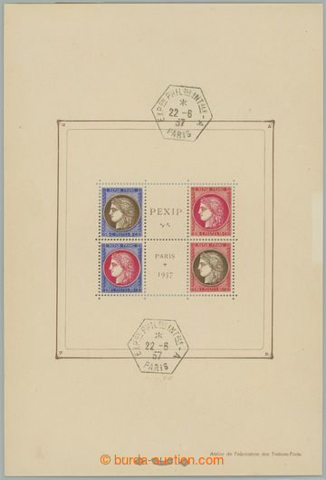 262975 - 1937 Mi.Bl.3, miniature sheet PEXIP with exhibition cancel.;