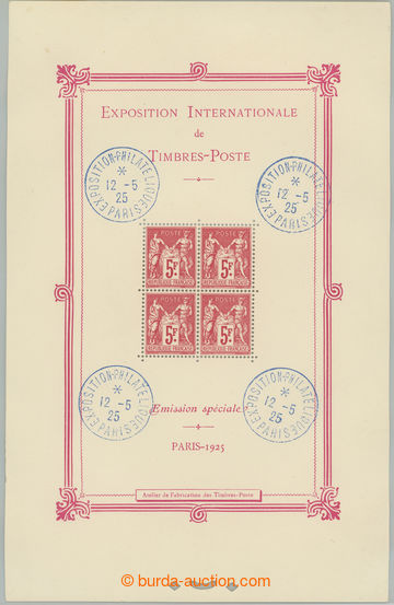 262986 - 1925 Mi.Bl.1, Výstava Paříž 4x5Fr, rozměr 218x140mm s 4