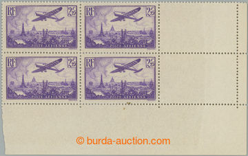 262995 - 1936 Mi.307, airmail 2,25Fr violet, lower right corner block