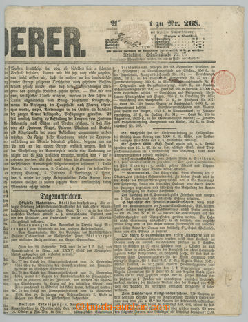 263023 - 1863 Newspaper WANDERER - Abend - Nebenblatt with Coat of ar