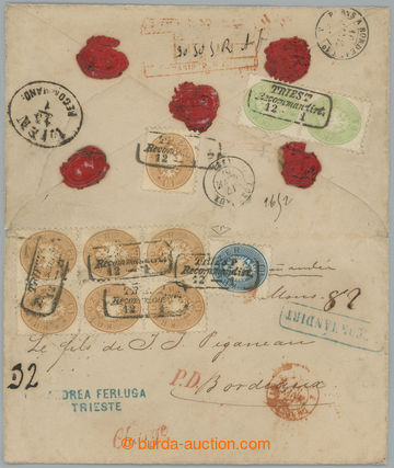 263037 - 1864-1865 4x heavier Reg letter from Trieste to Bordeaux wit