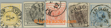 263040 - 1850 Ferch.1-5, Coat of arms 1Kr-9Kr, various types and colo