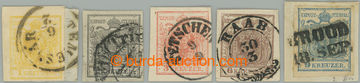 263041 - 1850 Ferch.1-5, Coat of arms 1Kr-9Kr, various types and colo