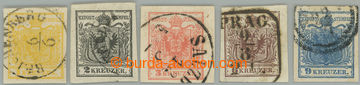 263043 - 1850 Ferch.1-5, Coat of arms 1Kr-9Kr, various types and colo