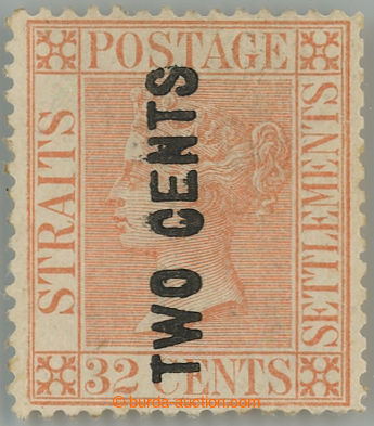 263085 - 1883 SG.60, Viktorie 32c pale red s přetiskem TWO CENTS; no