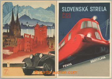 263095 - 1937-1939 Slovak Strela + Auf German Strassen, 2x postcard b