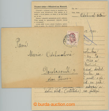 263130 - 1950 MIKULOV N./M. / envelope incl. pre-printed letter paper