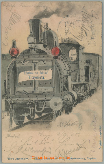 263176 - 1906 TŘINEC (Trzynietz) - colored collage engine, long addr