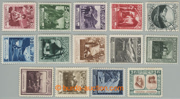 263190 - 1930 Mi.94-107, 3Rp-2Fr; complete set hinged, 25Rp used, c.v