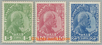 263195 - 1912 Mi.1x-3x, Prince Johann II. 5h - 25H on chalky paper; c