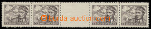 26320 - 1946 horiz. 4 stamp. gutter airmail stmp 9 Koruna, Pof.L19, 
