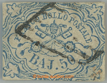 263214 - 1852 Sass.10, Coat of arms 50Baj, rhombic cancel.; close mar