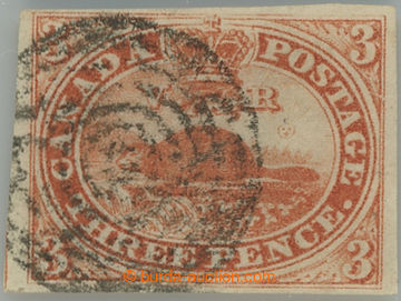 263216 - 1852-1857 SG.5, Beaver 3C red, handmade wove paper, postmark