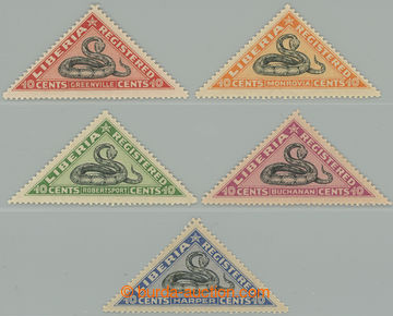 263220 - 1921 Mi.203-207, Snakes 10c; complete set of stamps for Reg 