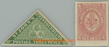 263233 - 1860-1864 SG.11, Triangle 3P green (without gum) + 6P rose-l