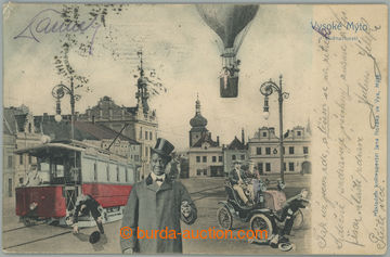 263239 - 1905 VYSOKÉ MÝTO - v budoucnosti, koláž, balon, tramvaj,