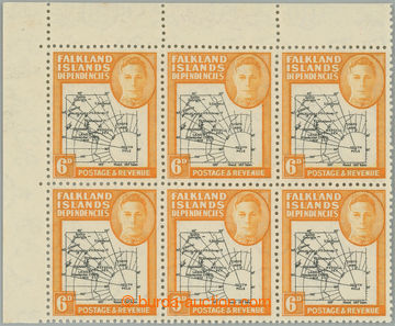 263242 - 1946-1949 SG.G6+G6b, George VI. - Map 6P, left upper corner 