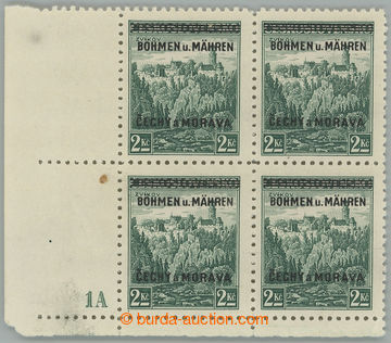 263247 - 1939 Pof.14 DČ, Zvíkov 2Kč zelená, levý dolní rohový 