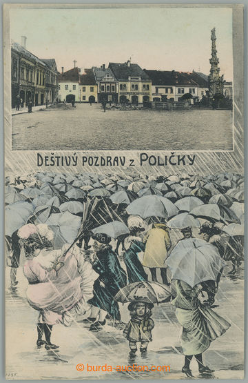 263259 - 1920 POLIČKA - rainy greeting, colored světlotisková coll