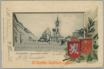 263266 - 1910 HUMPOLEC - embossed picture collage with coats of arms,