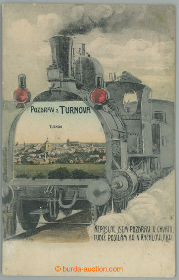 263272 - 1910 TURNOV - collage, engine with view town, coloured collo