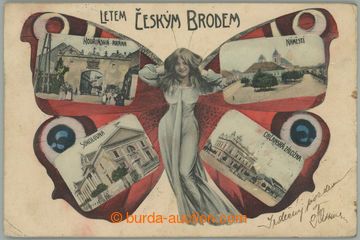 263278 - 1906 ČESKÝ BROD - collage butterfly Letem Czech světem, c