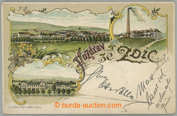 263286 - 1902 ZDICE - color lithography, overview of town, sugar-fact