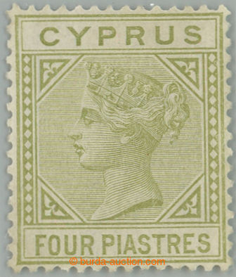 263307 - 1881 SG.14, Viktorie 4Pia pale olive-green, průsvitka Crown