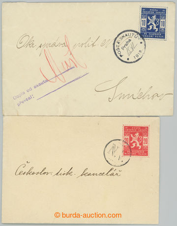 263316 - 1918 comp. 2 pcs of letters franked with. scout stamp., 1x e