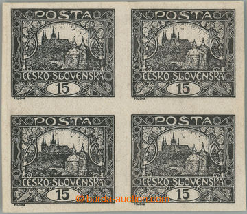 263342 -  PLATE PROOF  values 15h in black color, block of four on ch