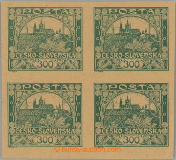 263347 -  PLATE PROOF  values 300h green, block of four, brown paper;